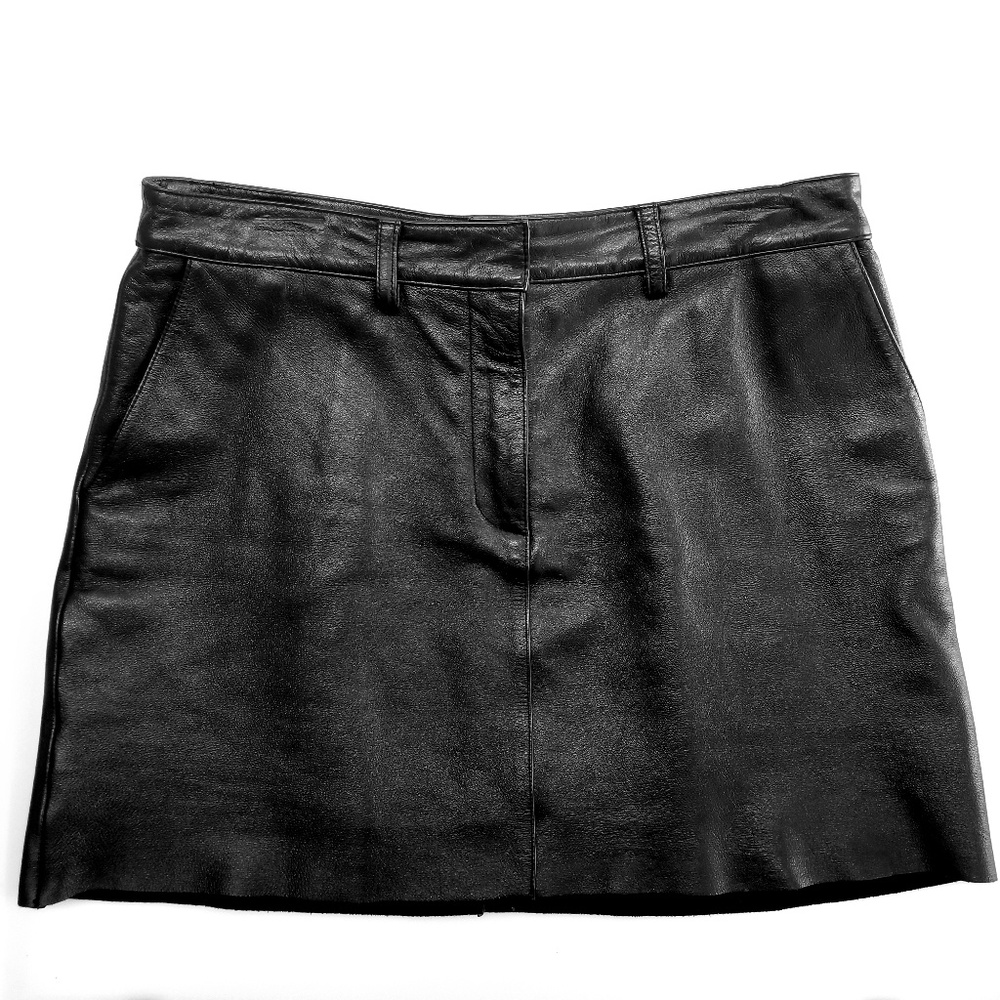 ❤️ Wilson's Black Leather Maxima Mini Skirt Sz 10 - Picture 1 of 8